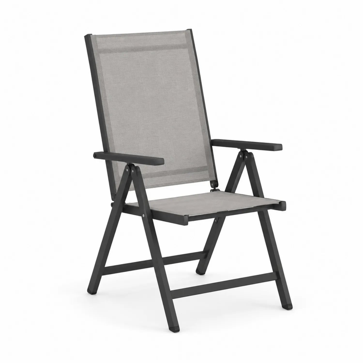 Silla plegable de aluminio y textileno gris 60x65x110 cm