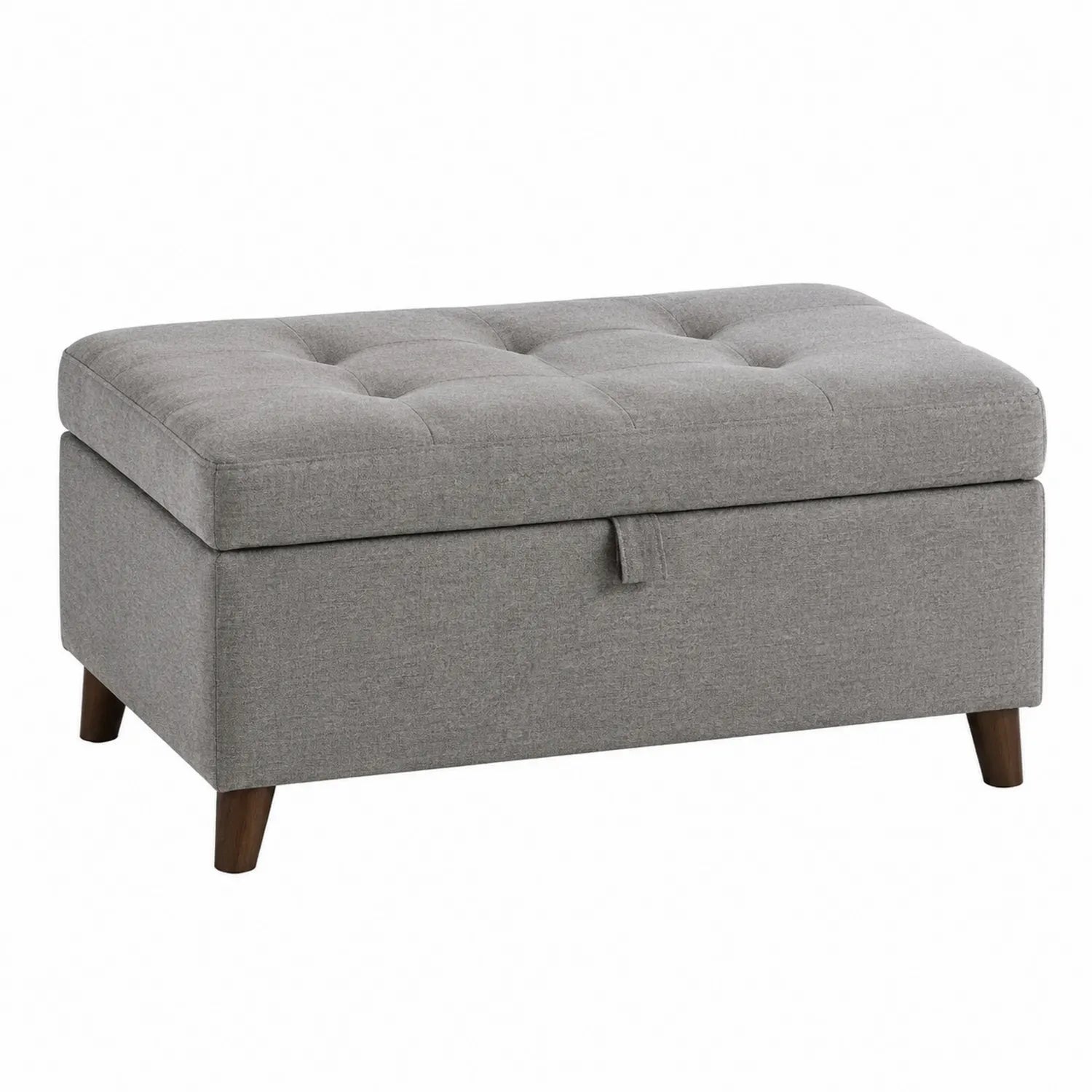 Banco de Almacenamiento de Tela Gris con Patas de Madera