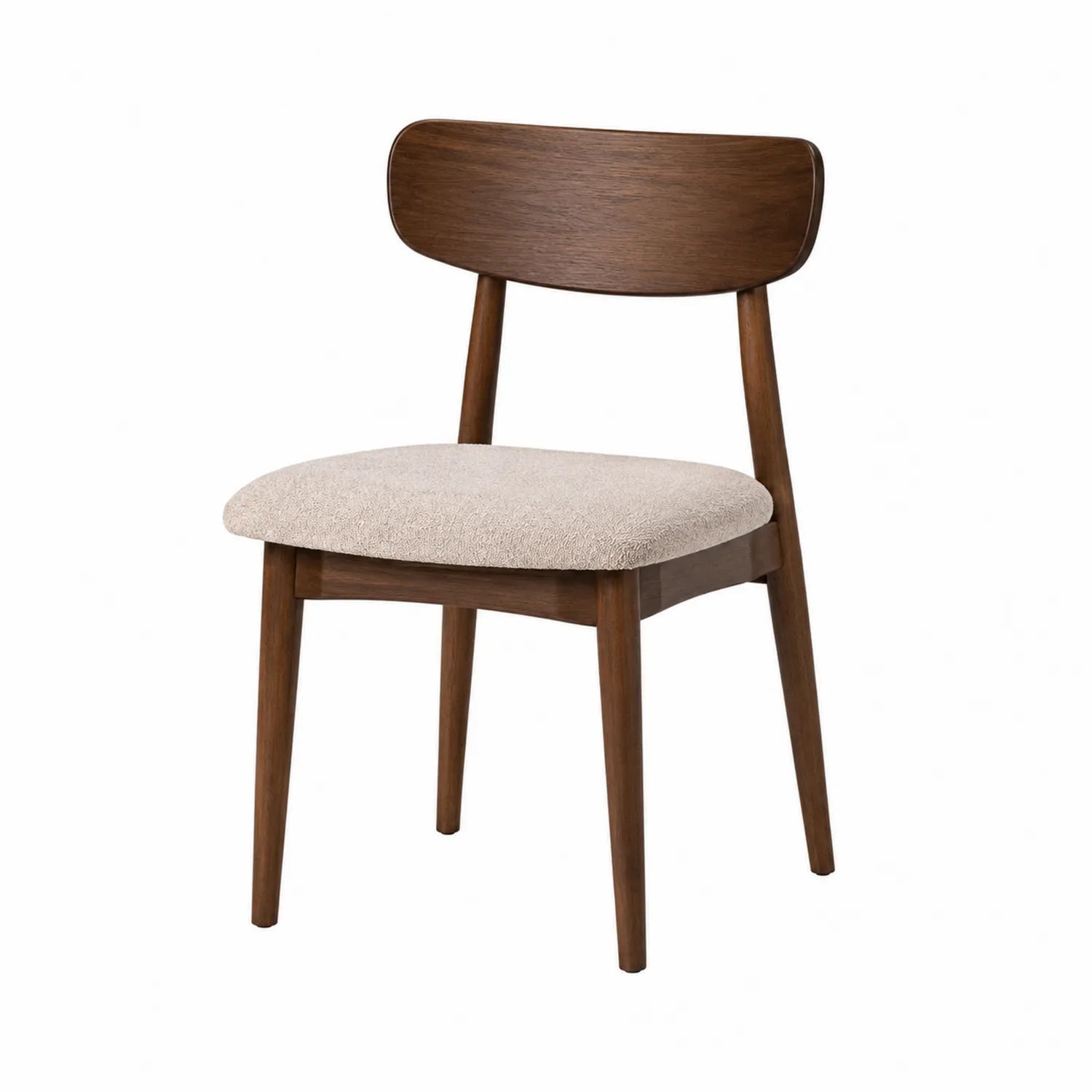 Silla de madera con asiento de tela beige