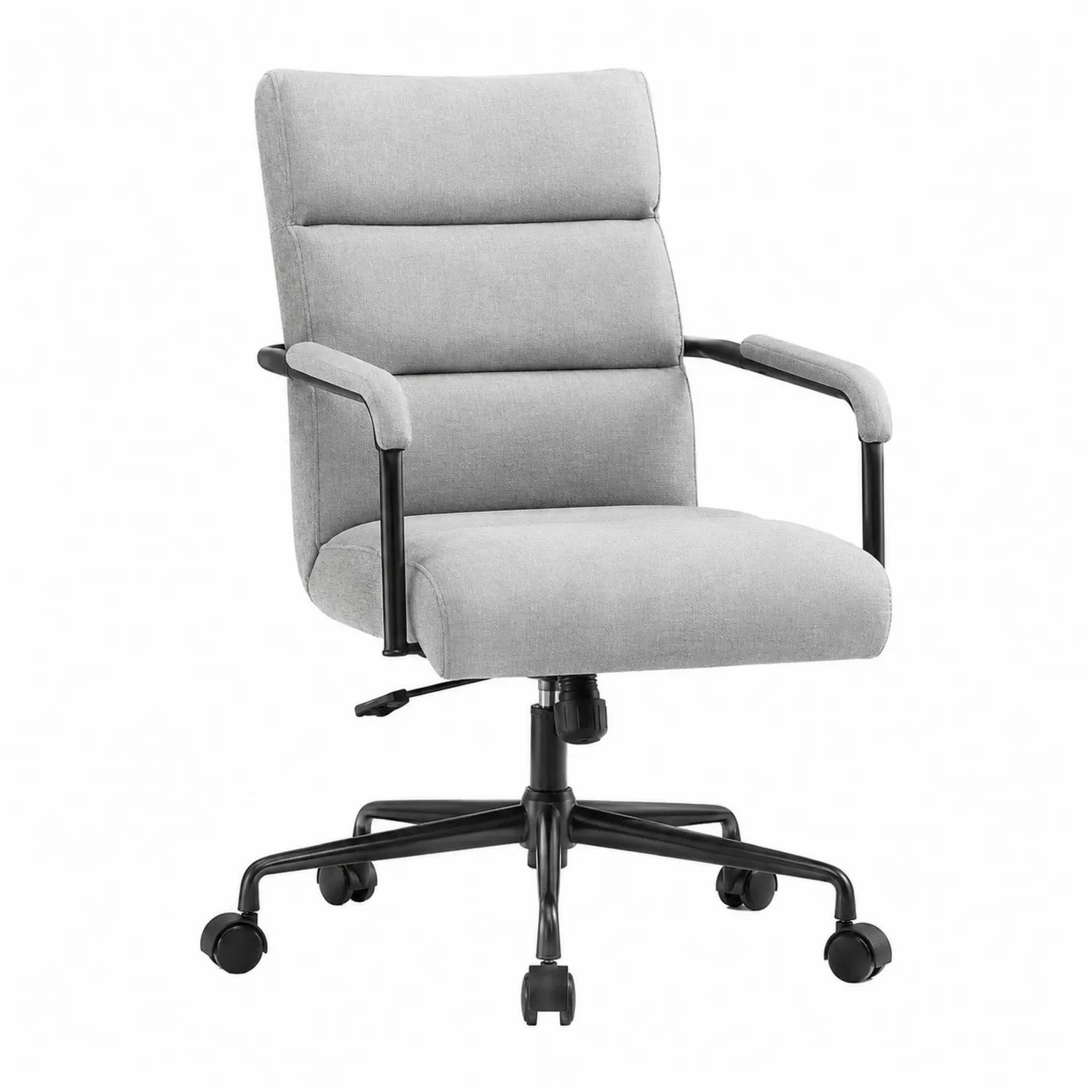 Silla de Oficina de Tela Gris con Reposabrazos y Base Ajustable