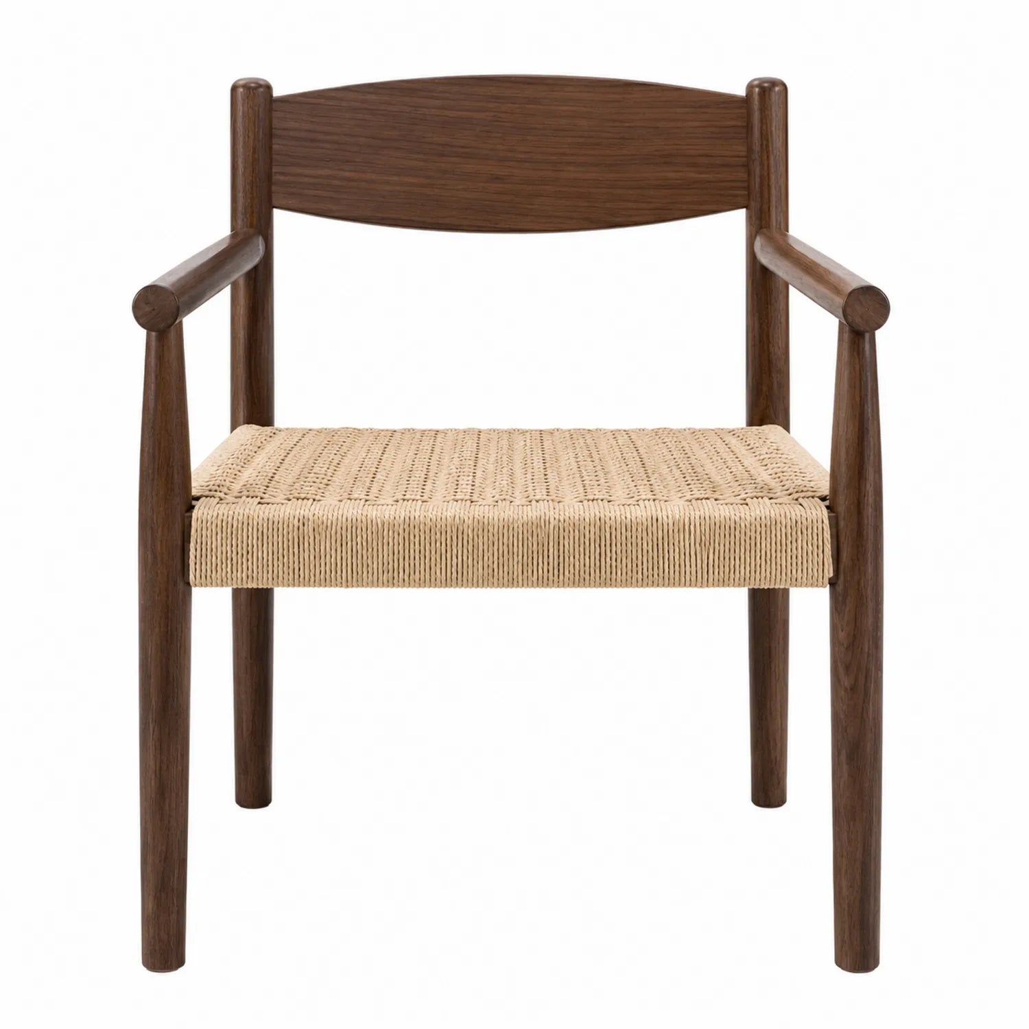 Silla de madera con asiento de cuerda marrón 80x60x55 cm