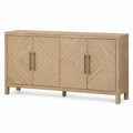 Aparador de madera de roble con 4 puertas y manijas de metal