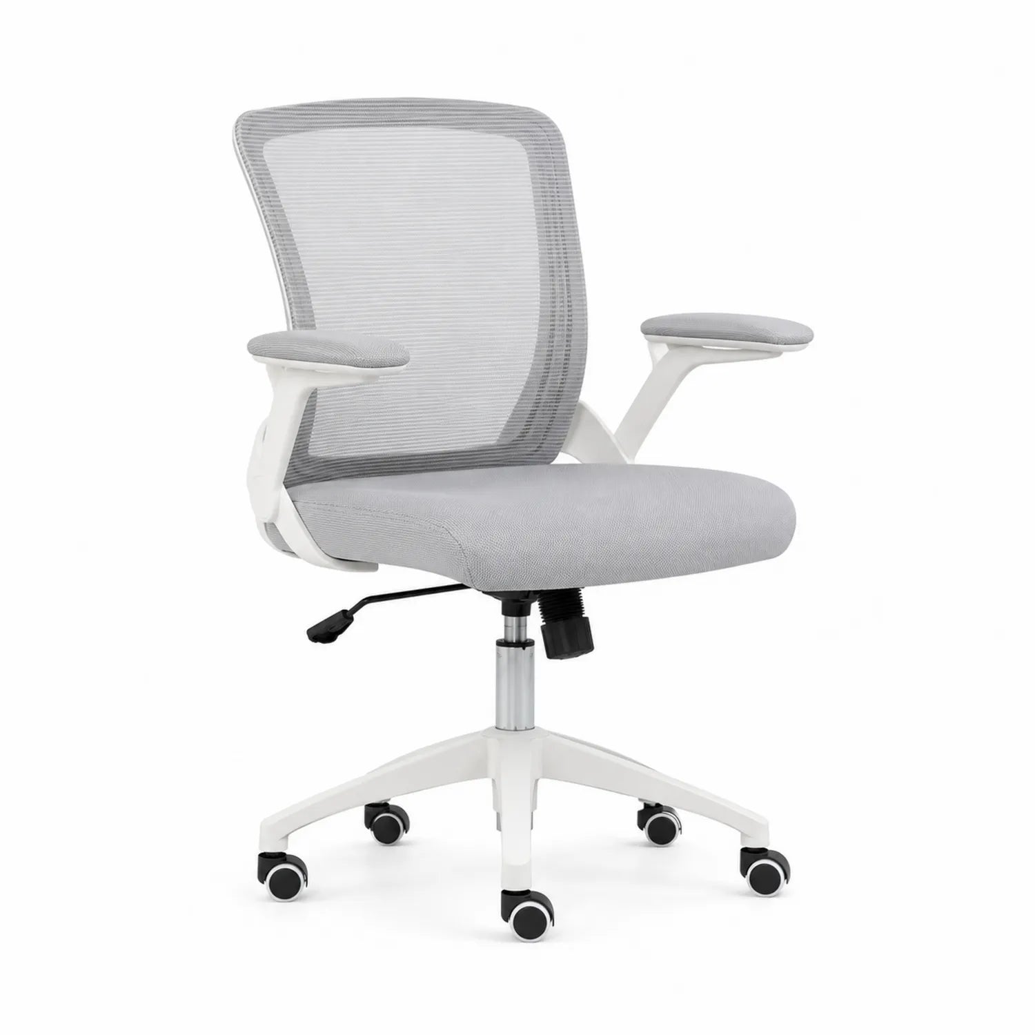 Silla ergonómica de oficina de malla gris con base ajustable
