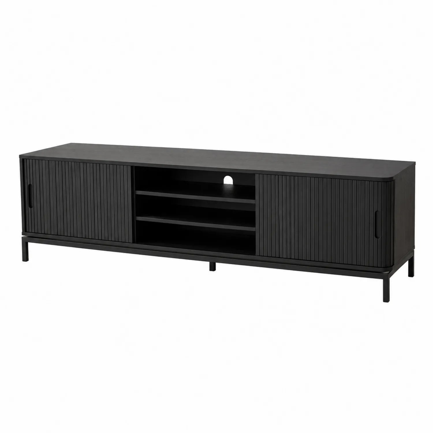 Mueble de salón de MDF Negro con puertas corredizas 180x45x40 cm