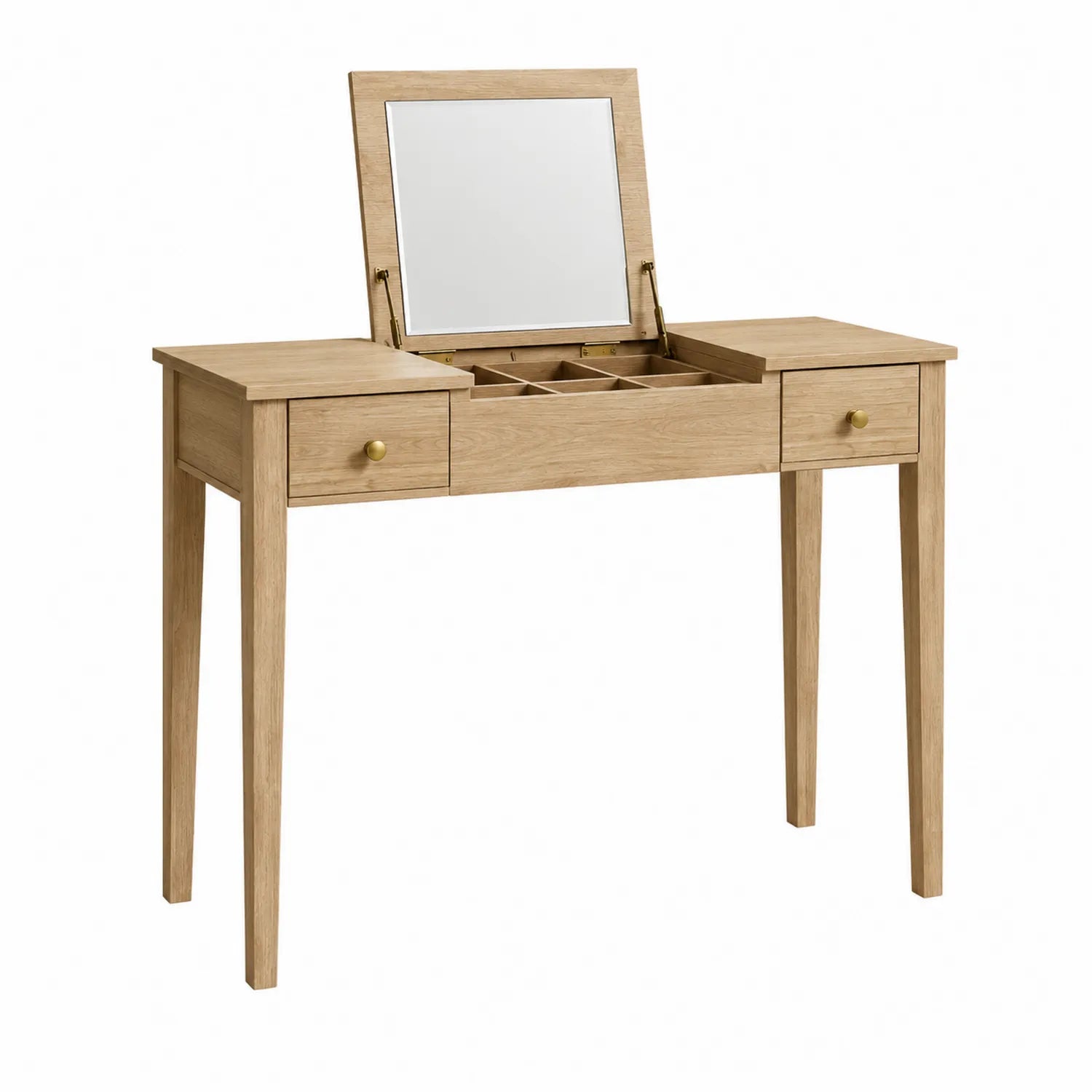 Tocador de Madera de Roble con Espejo y Cajones 100x40x75 cm