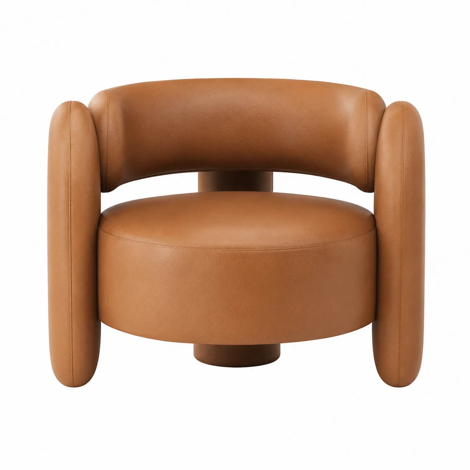 Silla de Cuero Sintético Marrón Redonda