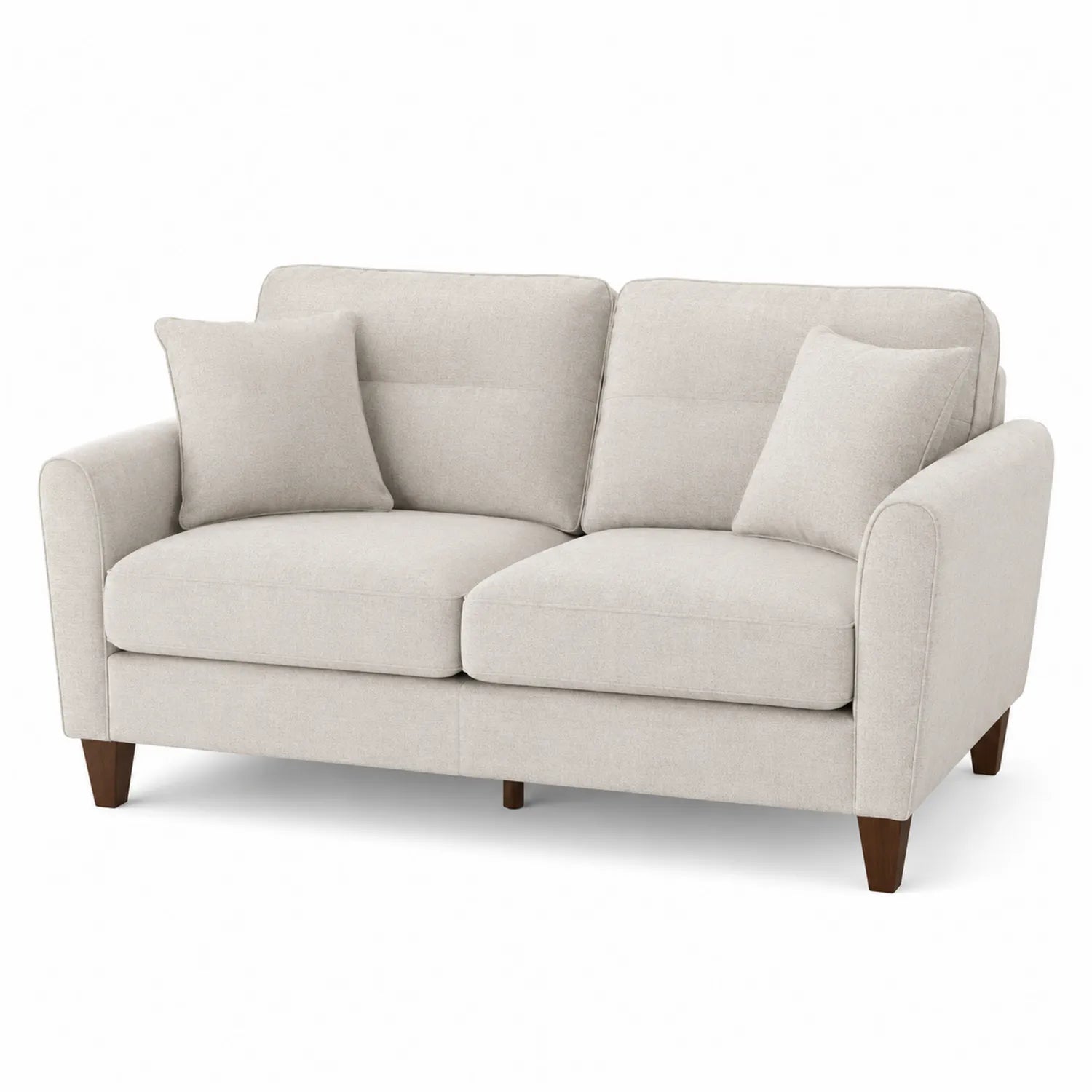 Sofá de 2 plazas tela poliéster beige 150x85x90 cm patas madera