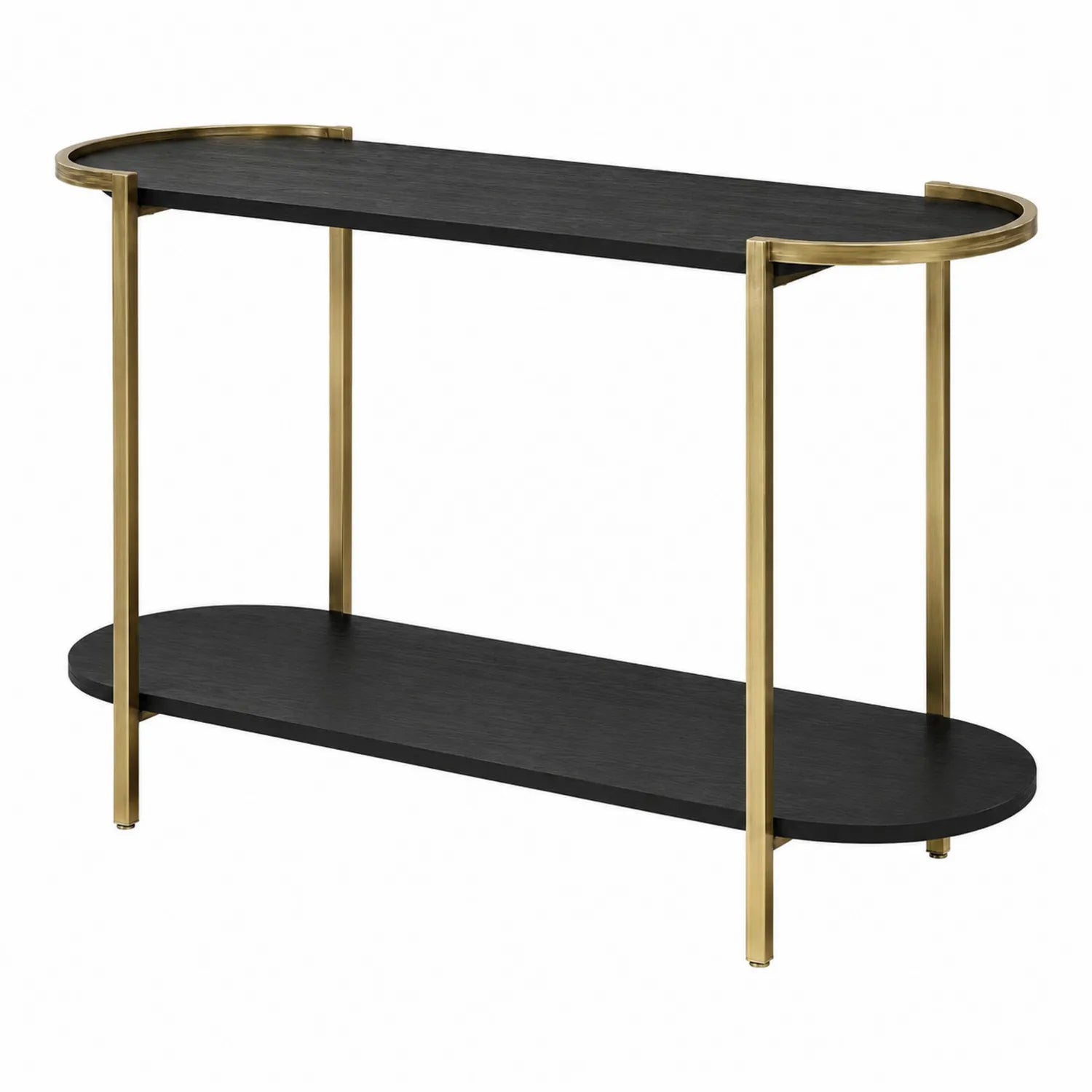 Mesa consola de madera y metal Negro/Dorado 120x30x80 cm