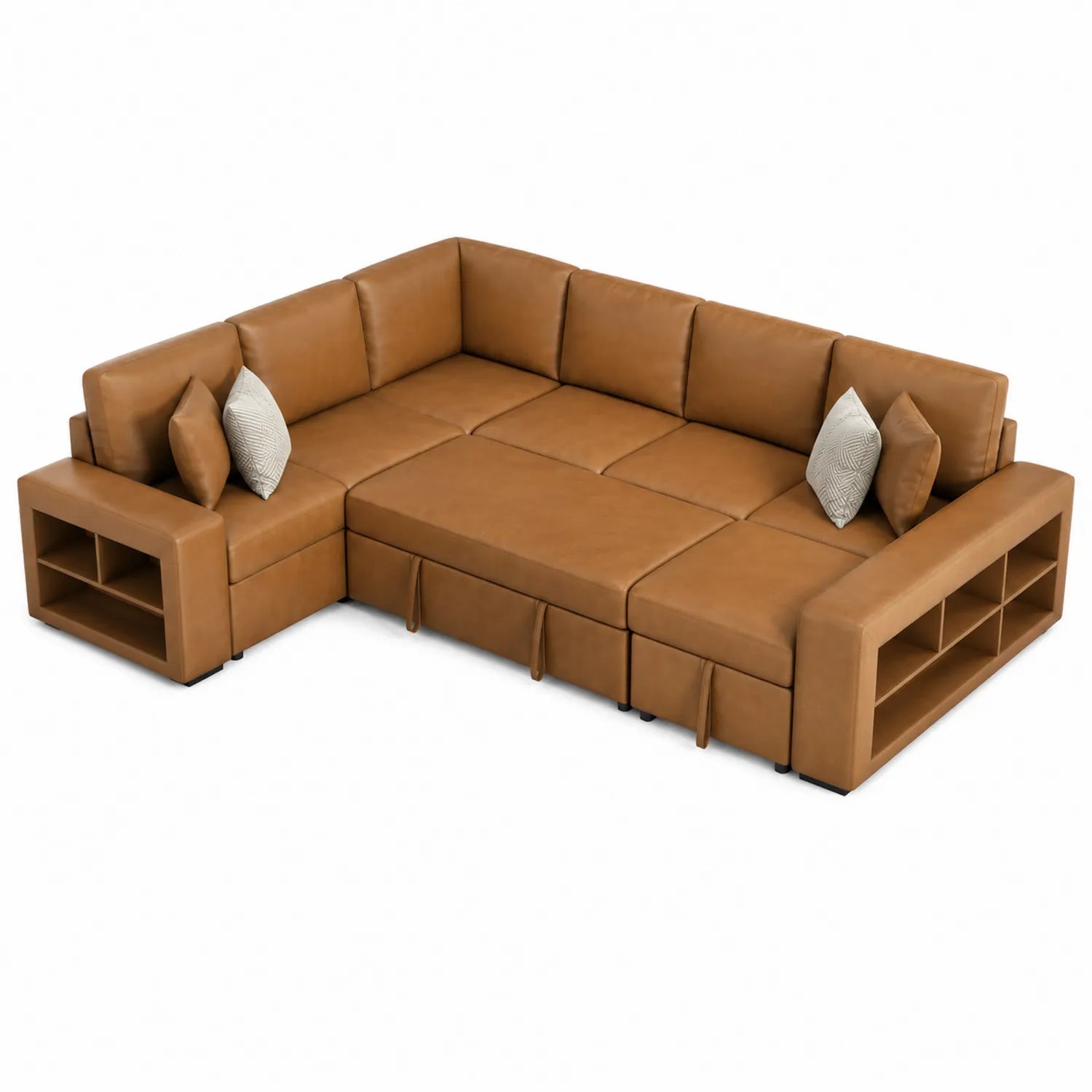 Sofá esquinero modular de cuero PU con almacenamiento 300x250 cm