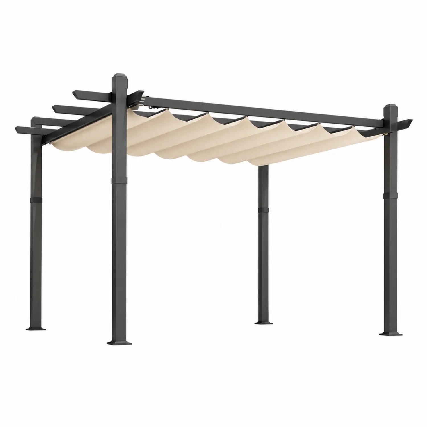Pérgola de Aluminio con Techo de Tela Beige 3x4m