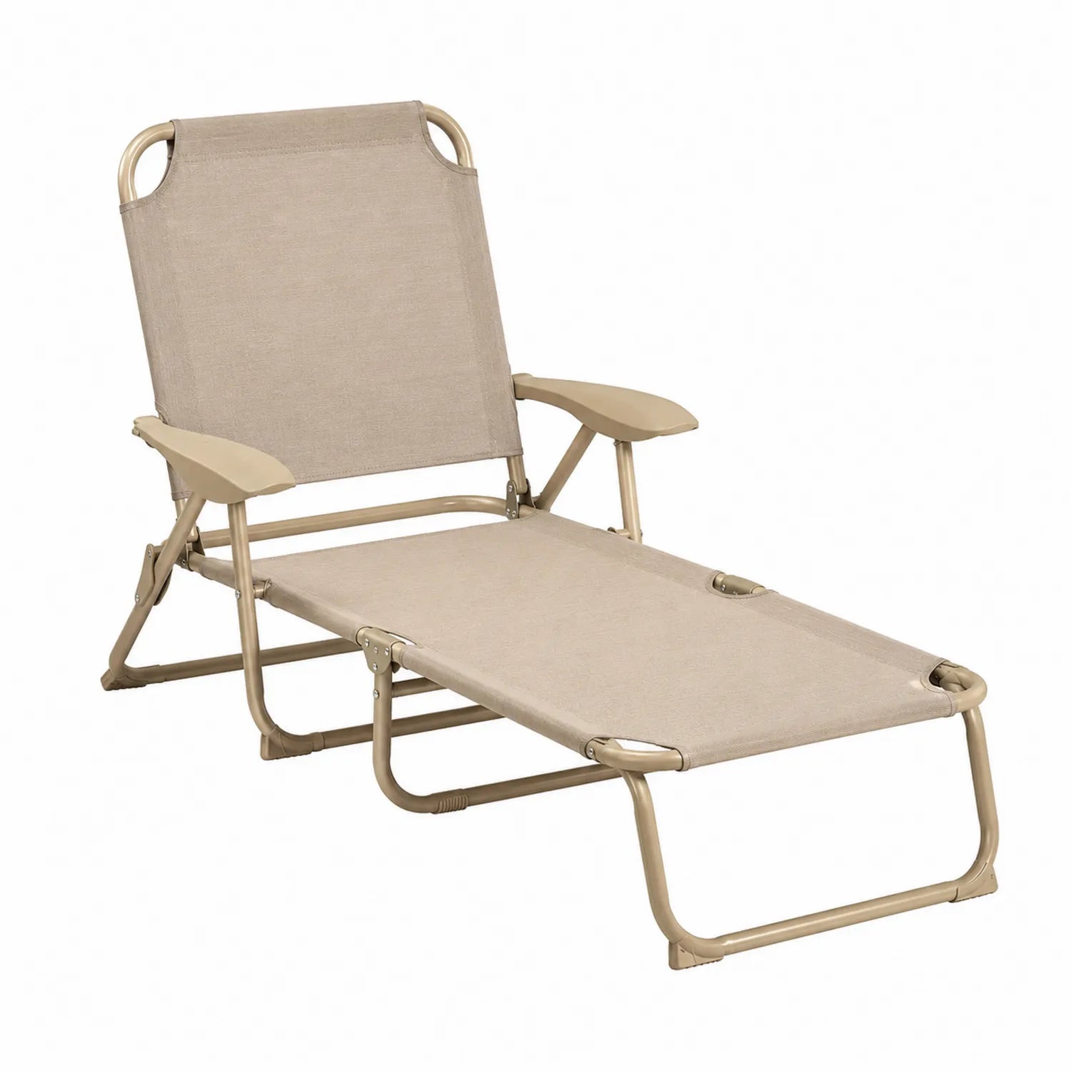 Tumbona de Aluminio y Textileno Beige para Exteriores