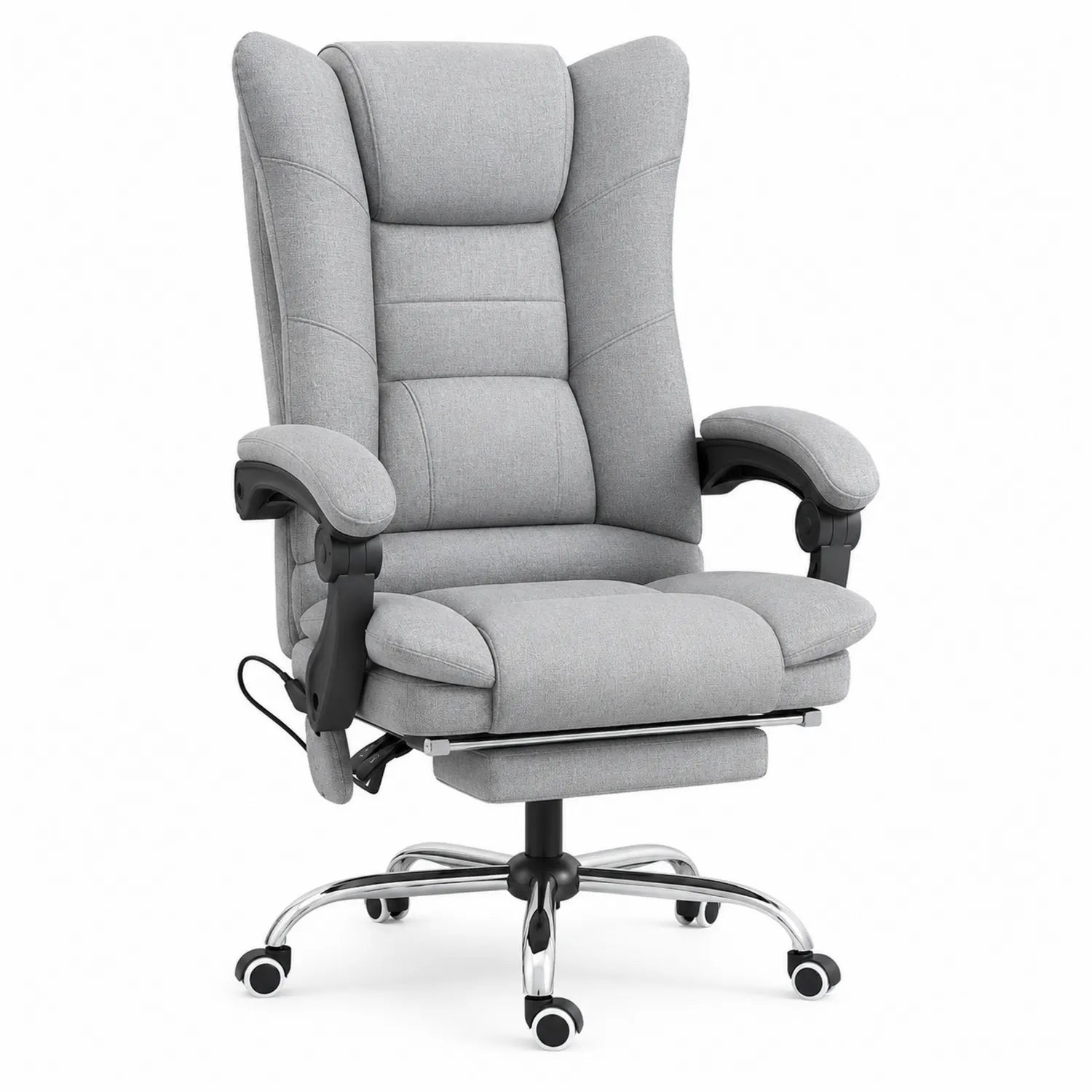 Silla de Oficina con Reposapiés Retráctil Gris