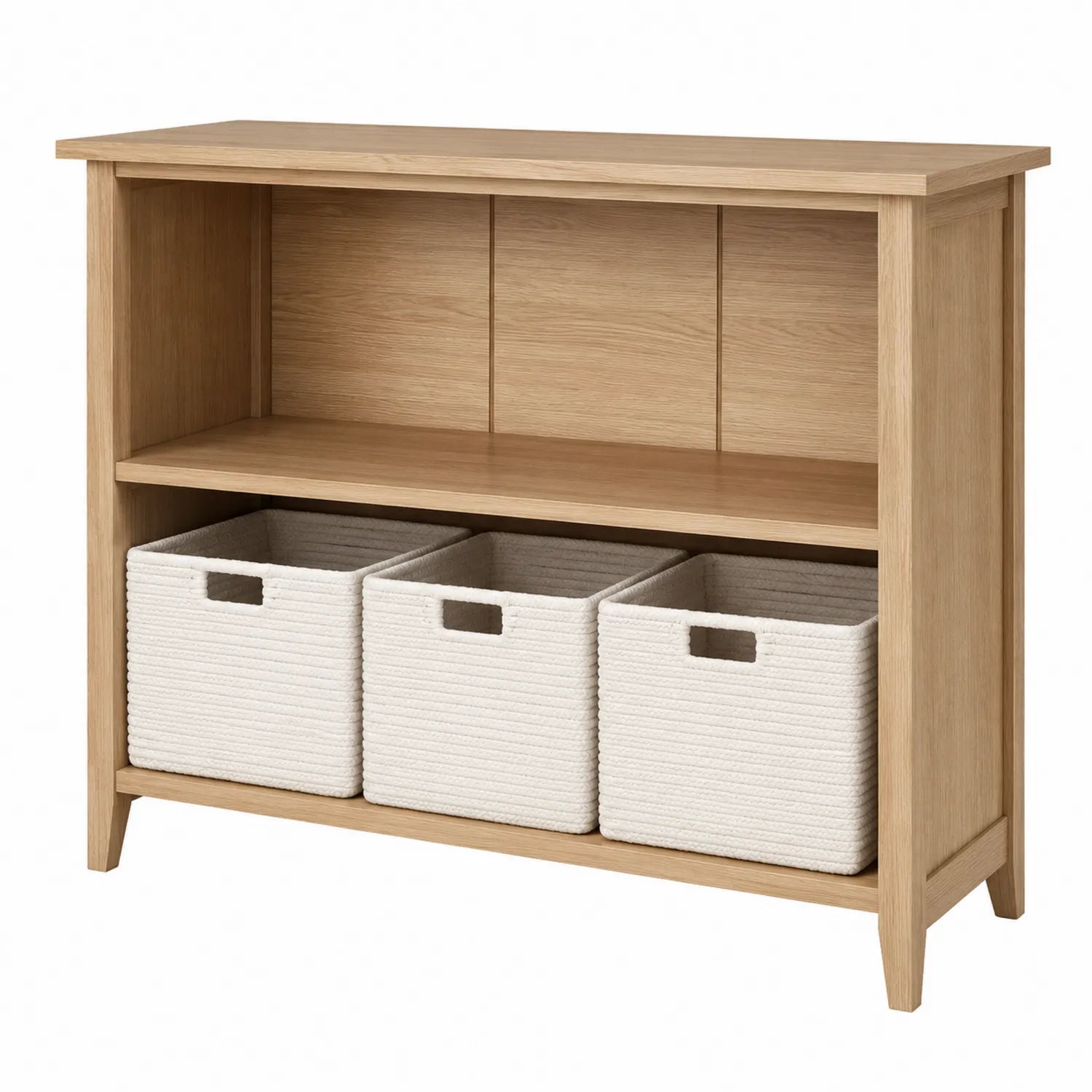 Estantería de Madera Roble con Cestas de Algodón