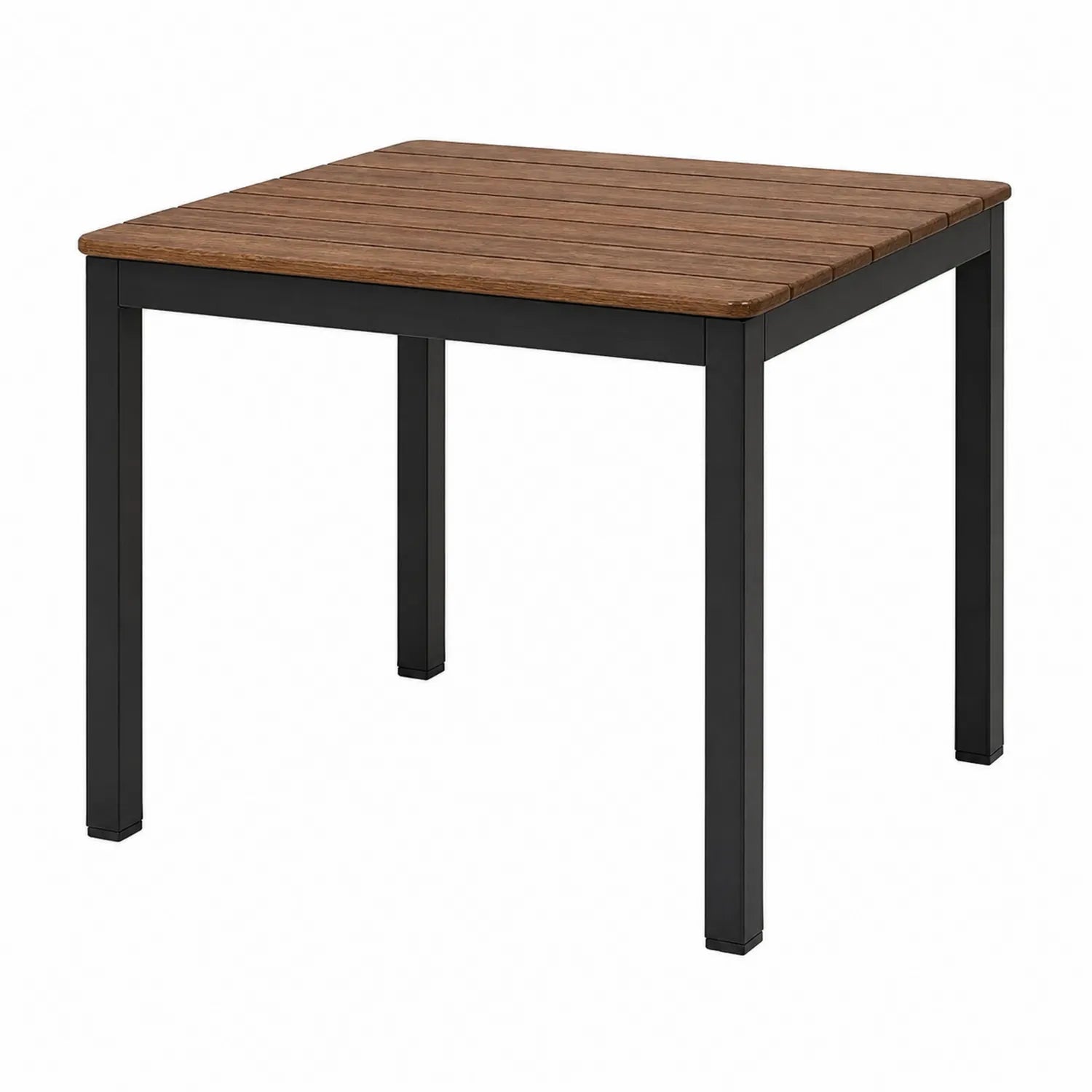 Mesa cuadrada de acero y madera para exterior 90x90 cm Marrón/Negro