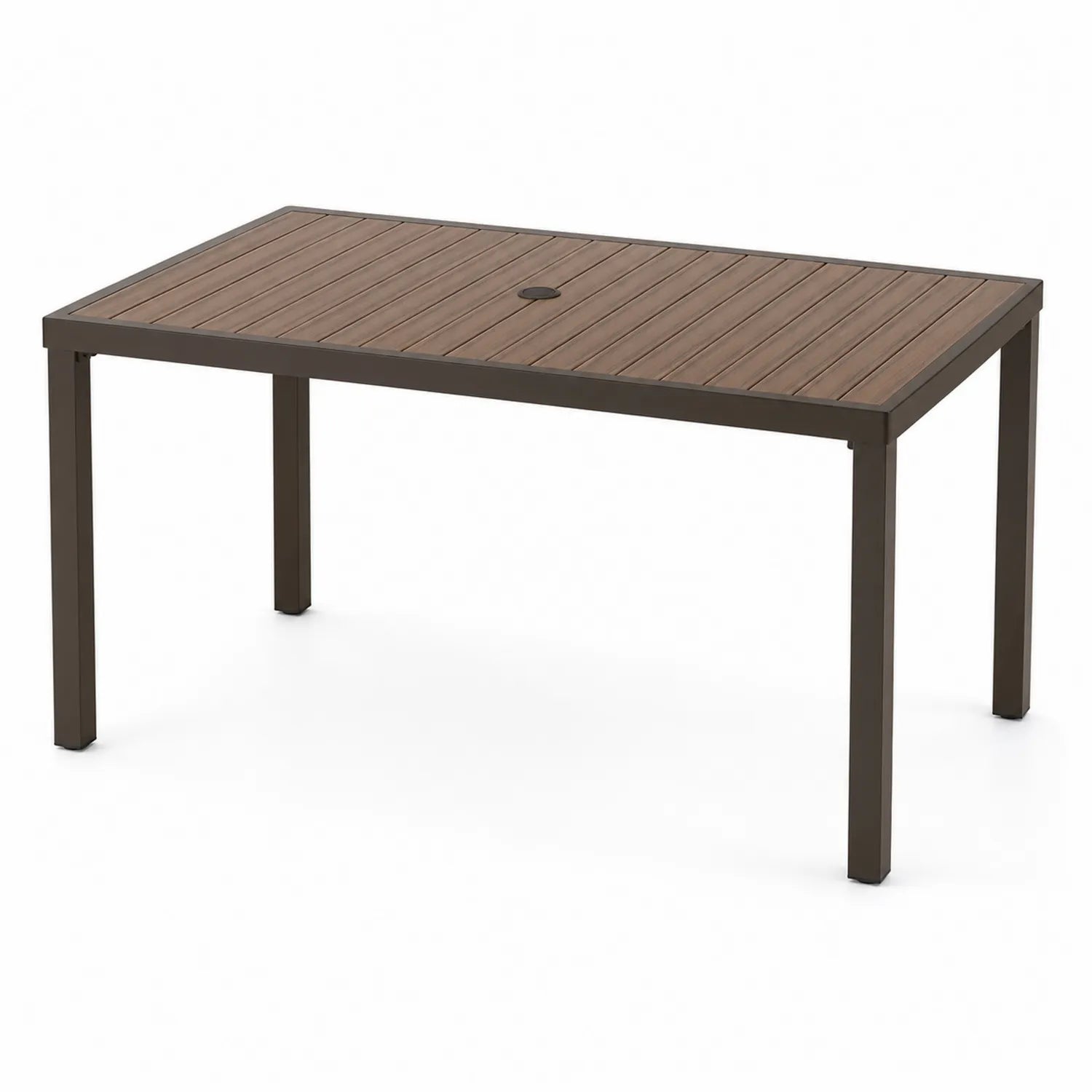 Mesa de comedor exterior de aluminio marrón 150 cm