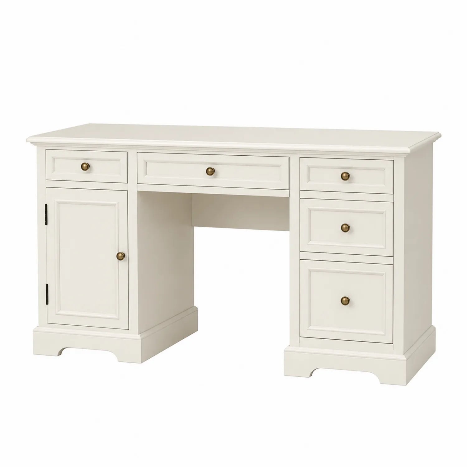 Escritorio de Madera Blanco con Cajones y Puerta 140x60x75 cm