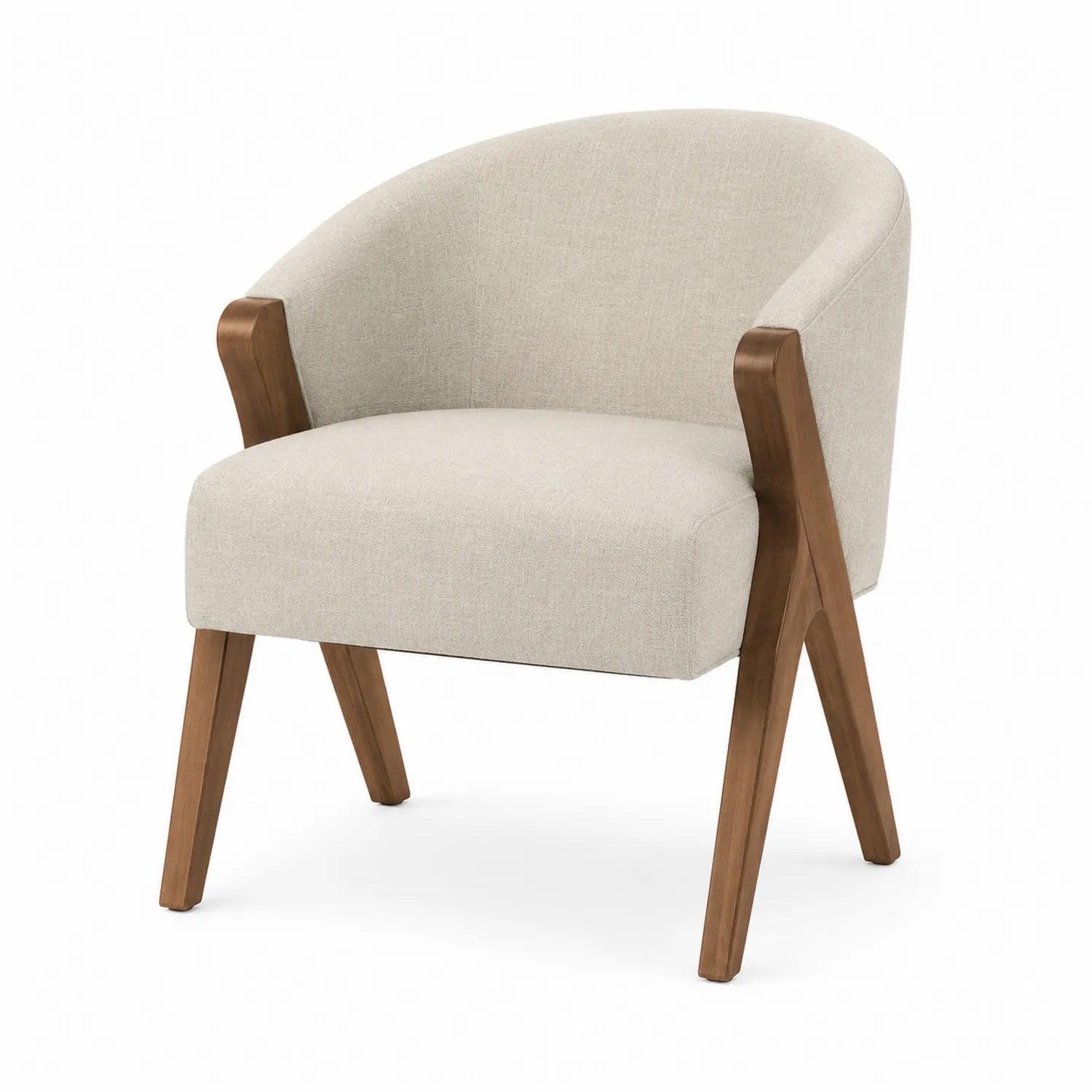 Silla de madera con tapizado en tela beige 80x60x60 cm